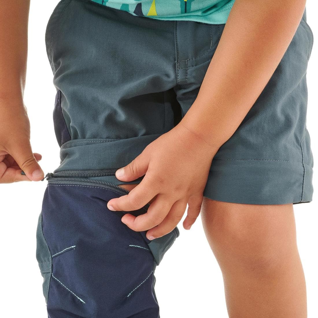 Pantalon de randonnée modulable - MH500 gris/bleu- enfant 2-6 ANS