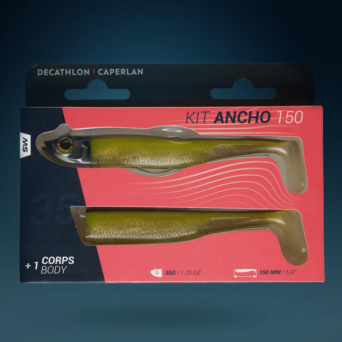 KIT leurres souples shad texan anchois ANCHO 150 55gr en mer