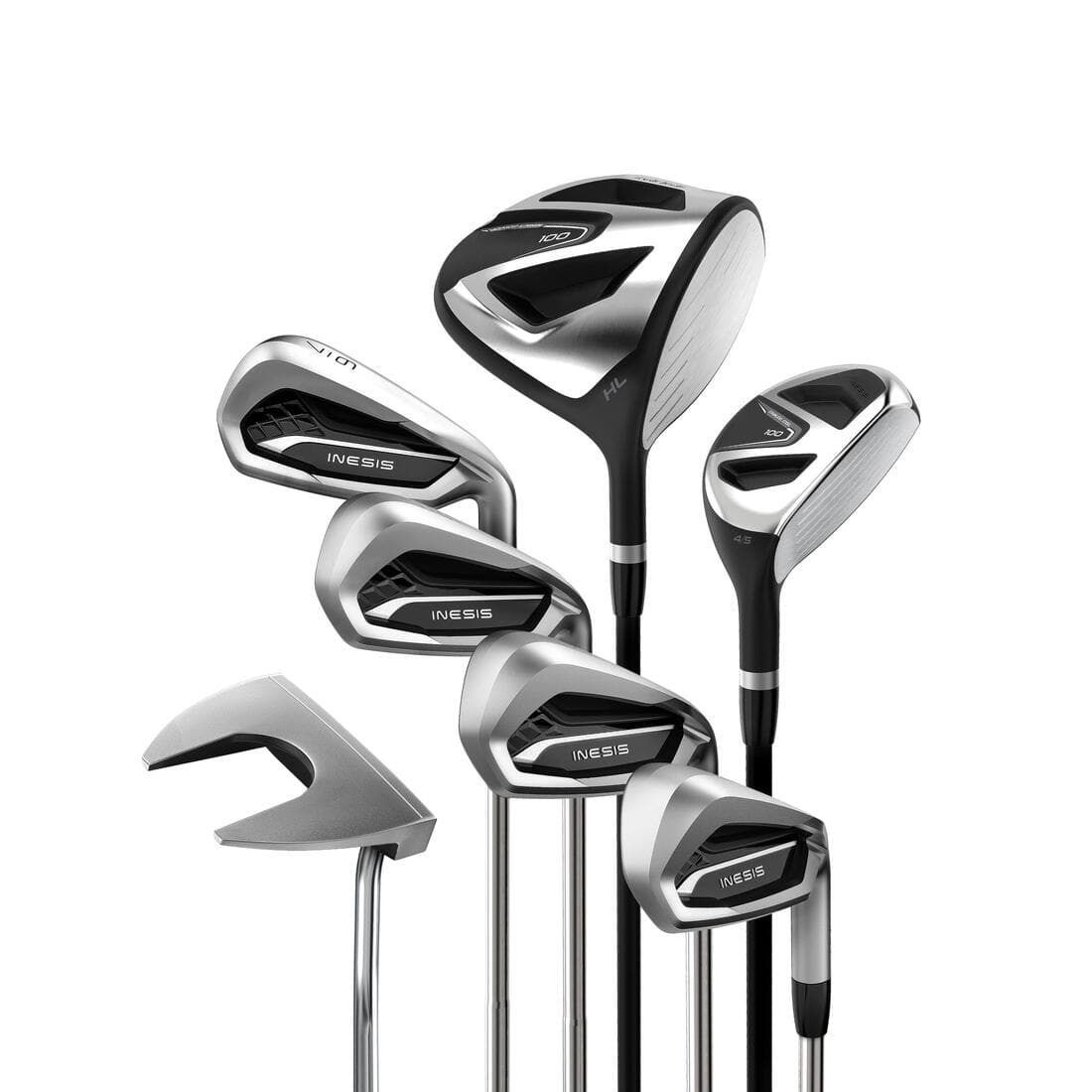 KIT GOLF 7 CLUBS ADULTE DROITIER TAILLE 2 ACIER - INESIS 100