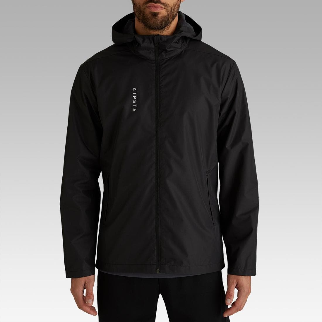 Veste de football imperméable T100 adulte noir