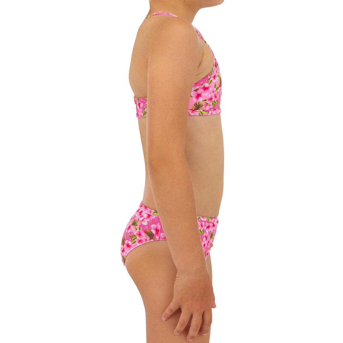 Maillot 2 pièces fleuri surf bretelles croisées fille