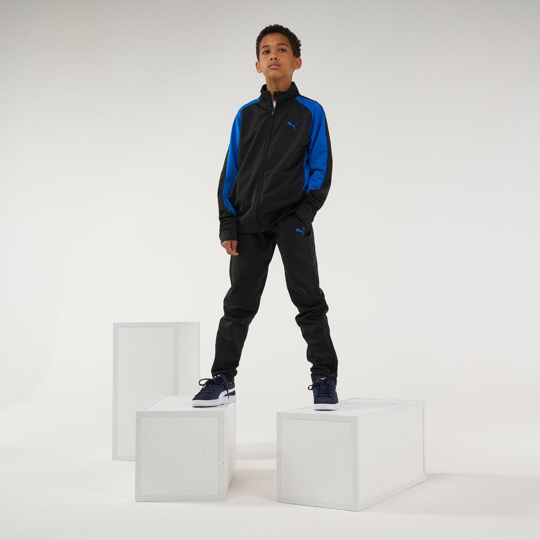 Survêtement enfant synthétique respirant - noir et bleu PUMA