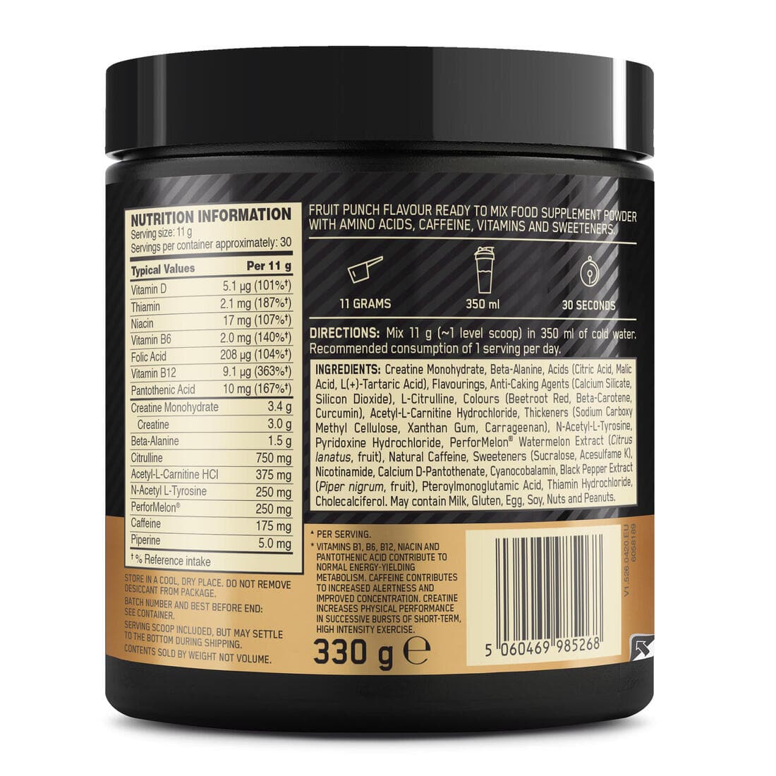 PRE WORKOUT GOLD STANDARD fruit punch 330gr