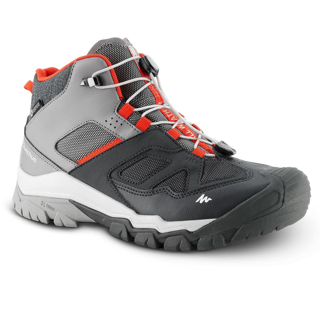 Chaussures imperméables de randonnée enfant avec lacet CROSSROCK MID grise 35-38