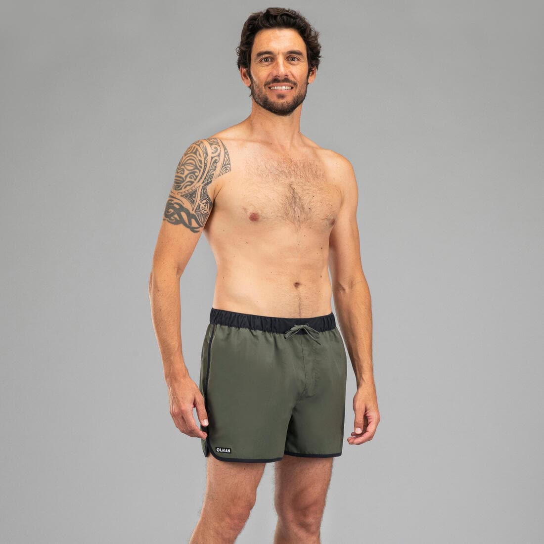 Surf boardshort court 100 SUNSTRIPE GREEN