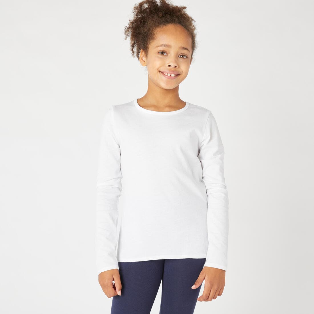 T-shirt enfant manches longues coton - Basique blanc