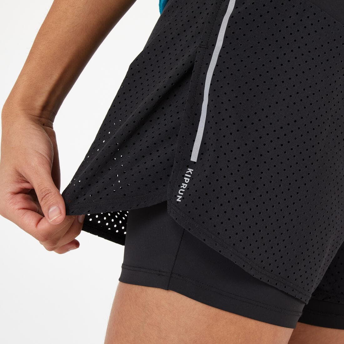 Short 2 en 1 running respirant femme - KIPRUN Run 500 Confort