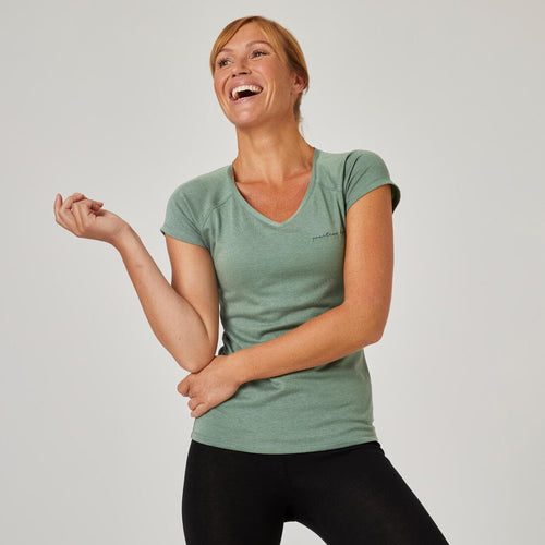 





T-shirt slim fitness femme - 500 Vert laurier