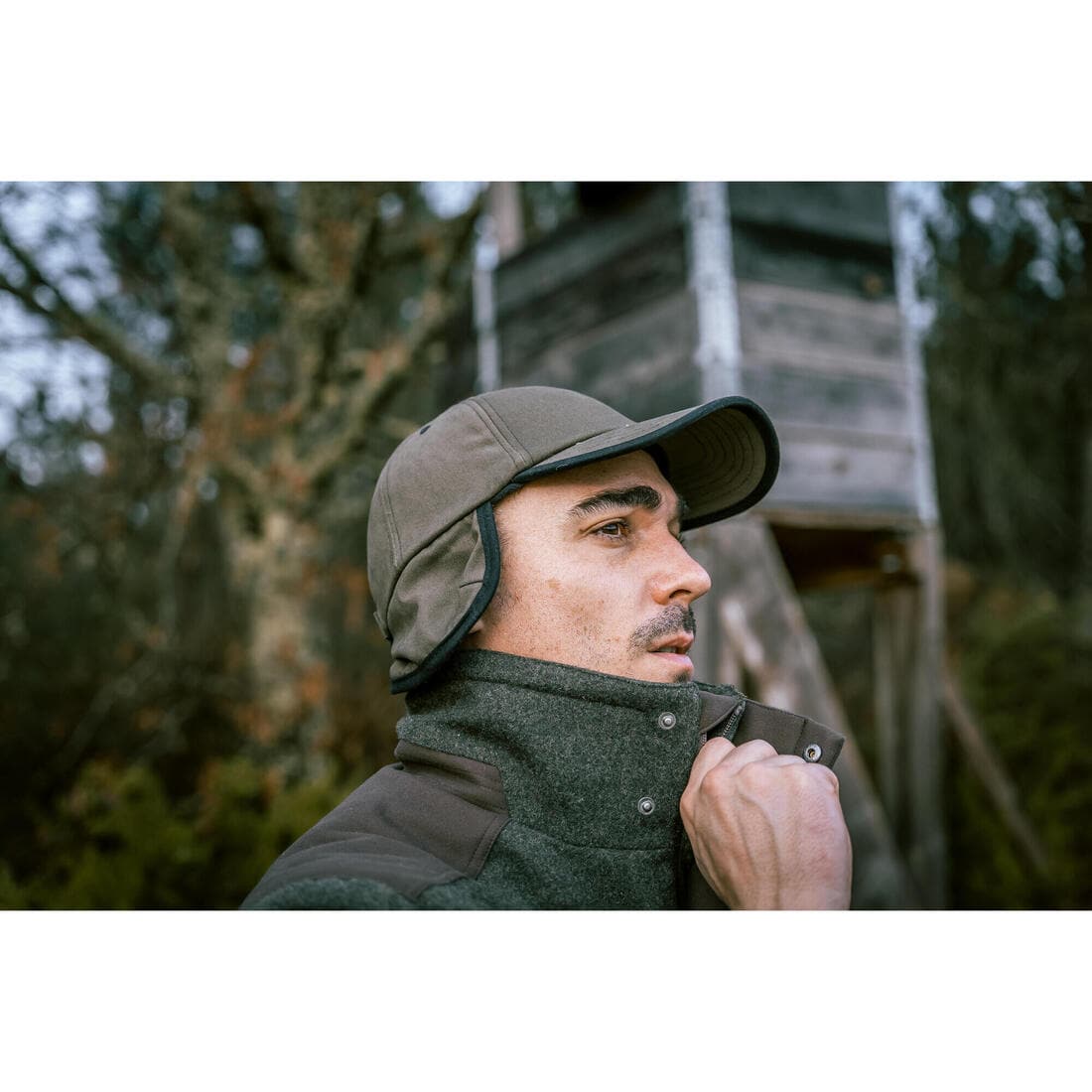 Casquette chasse polaire  chaude 500 verte