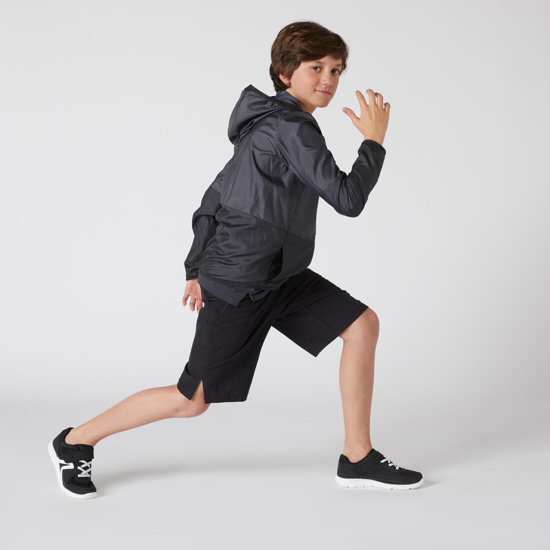 Veste ultra light compacte respirante noire imprimée ENFANT