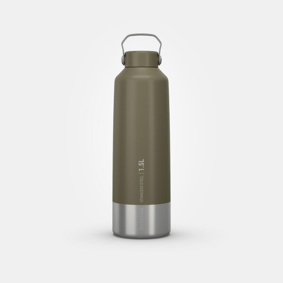 Gourde inox 1,5L avec bouchon à vis pour la randonnée - kaki