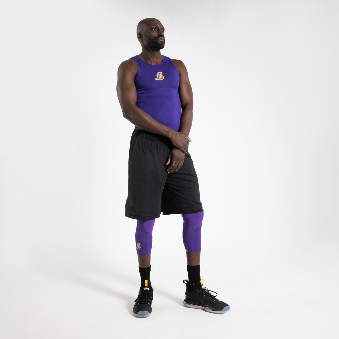 SOUS MAILLOT BASKETBALL COUPE SLIM HOMME UT500 NOIR LOS ANGELES LAKERS NBA