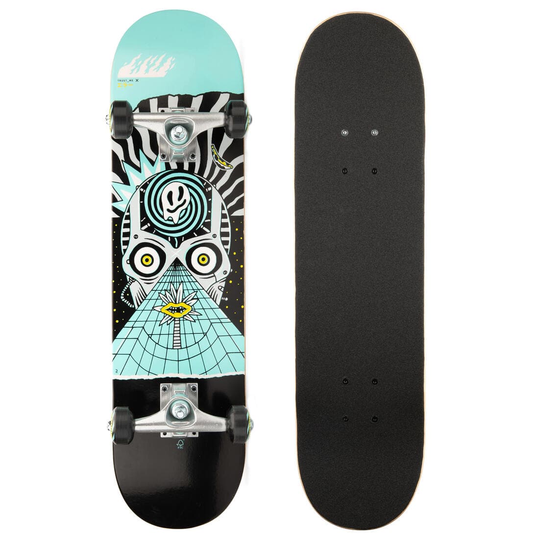 PLANCHE DE SKATE ENFANT 8 - 12 ANS CP100 MID GEOMETRIC TAILLE 7.6"