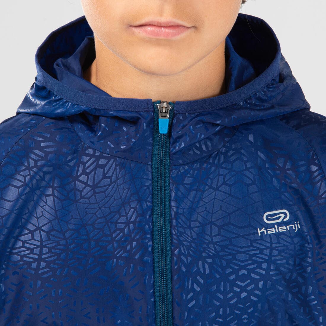 Veste coupe vent enfant pour l'athlétisme Kalenji AT 100 bleue