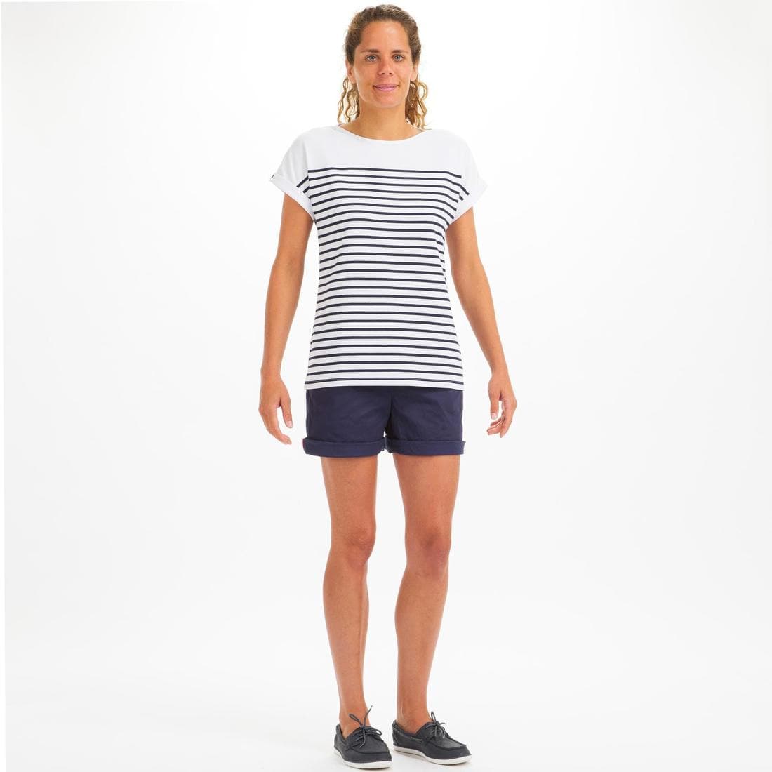 T-Shirt Manches courtes - marinière de voile Sailing 100 Femme