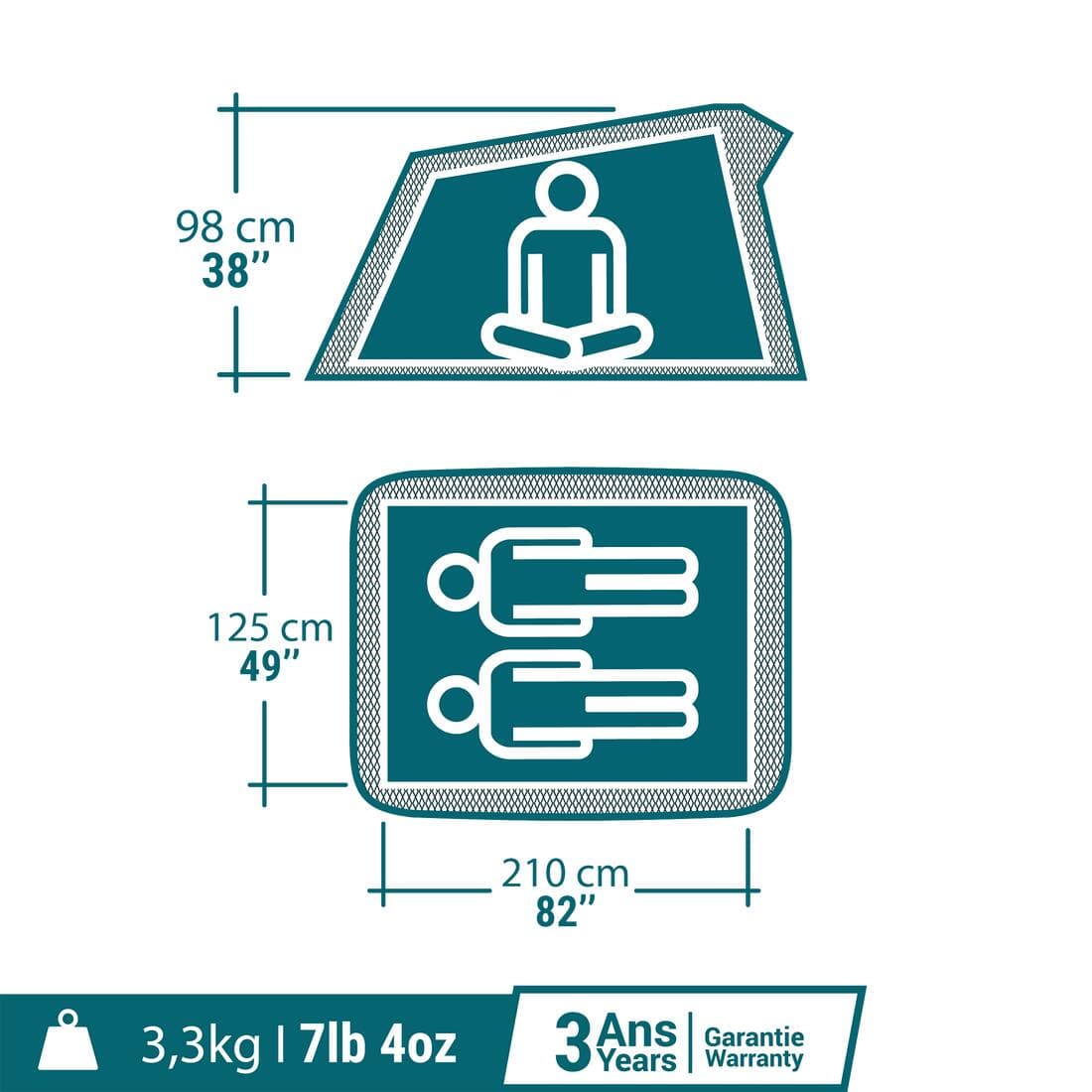 Tente de camping - 2 SECONDS XL - 2 places - Fresh & Black