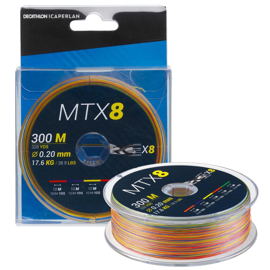 Tresse 8 brins MTX8 MULTICOLORE 300M 20/100 en mer