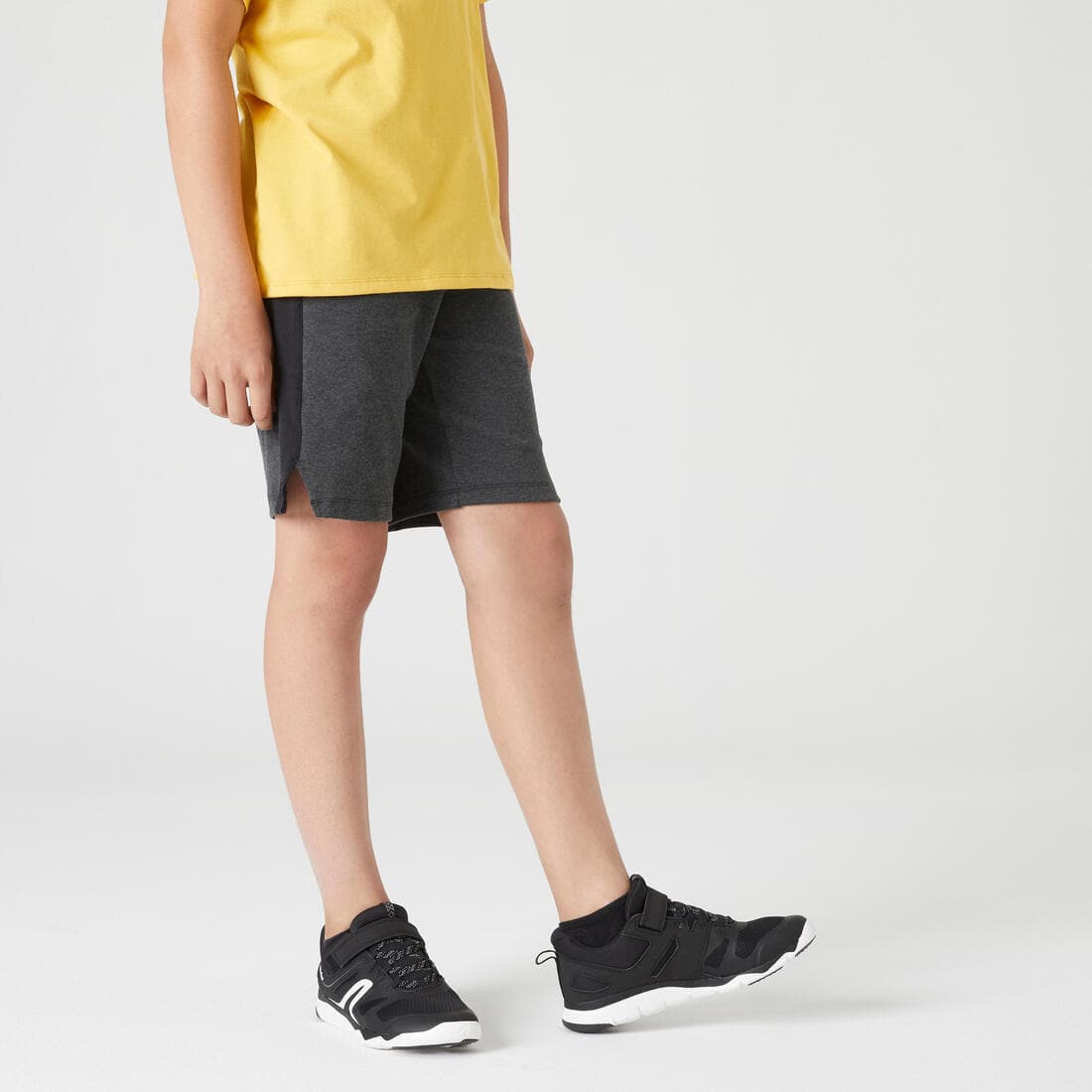 Short enfant coton - 500 gris chiné foncé