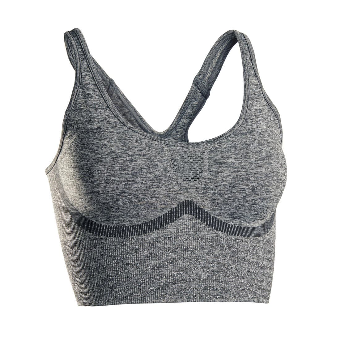 BRASSIERE LONGUE SANS COUTURES YOGA DYNAMIQUE GRIS CHINE