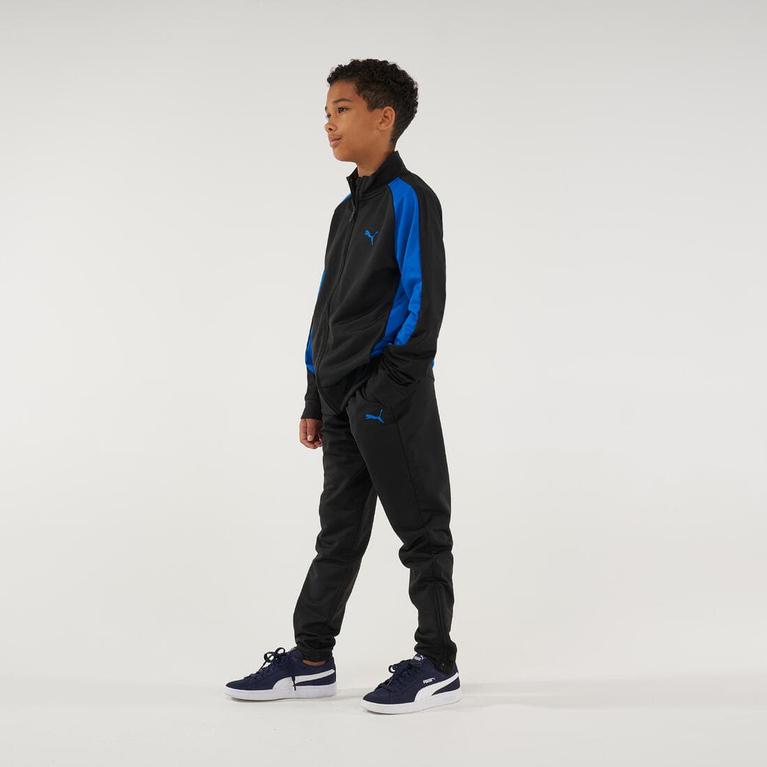 Survêtement enfant synthétique respirant - noir et bleu PUMA