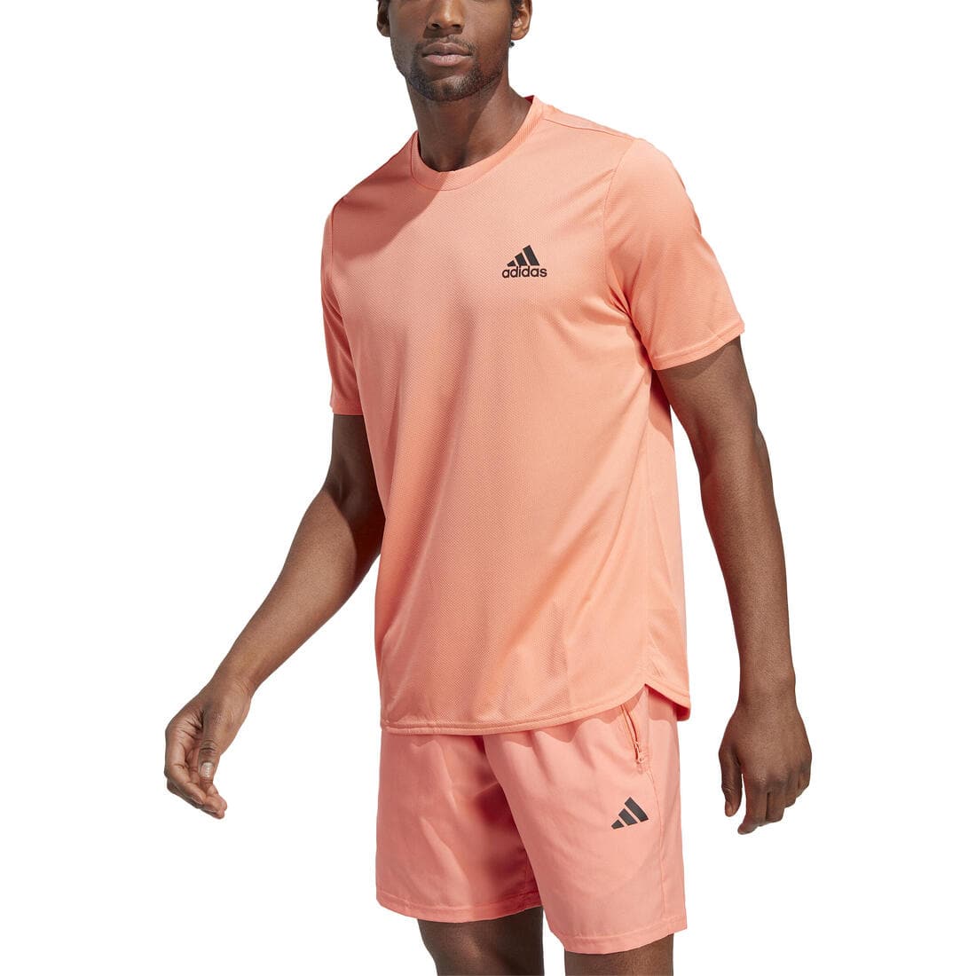 T-SHIRT DE FITNESS CARDIO ADIDAS HOMME CORAIL