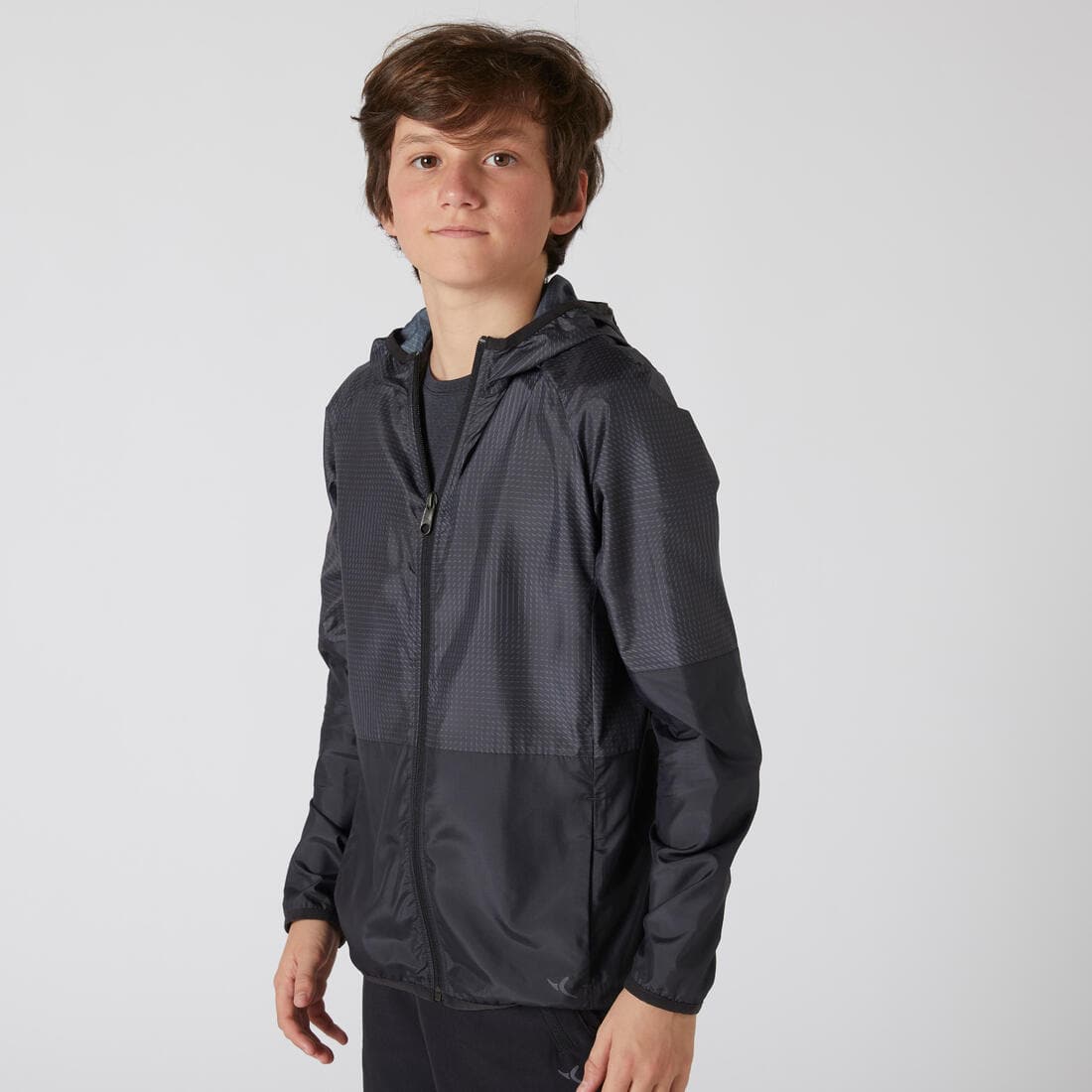 Veste ultra light compacte respirante noire imprimée ENFANT