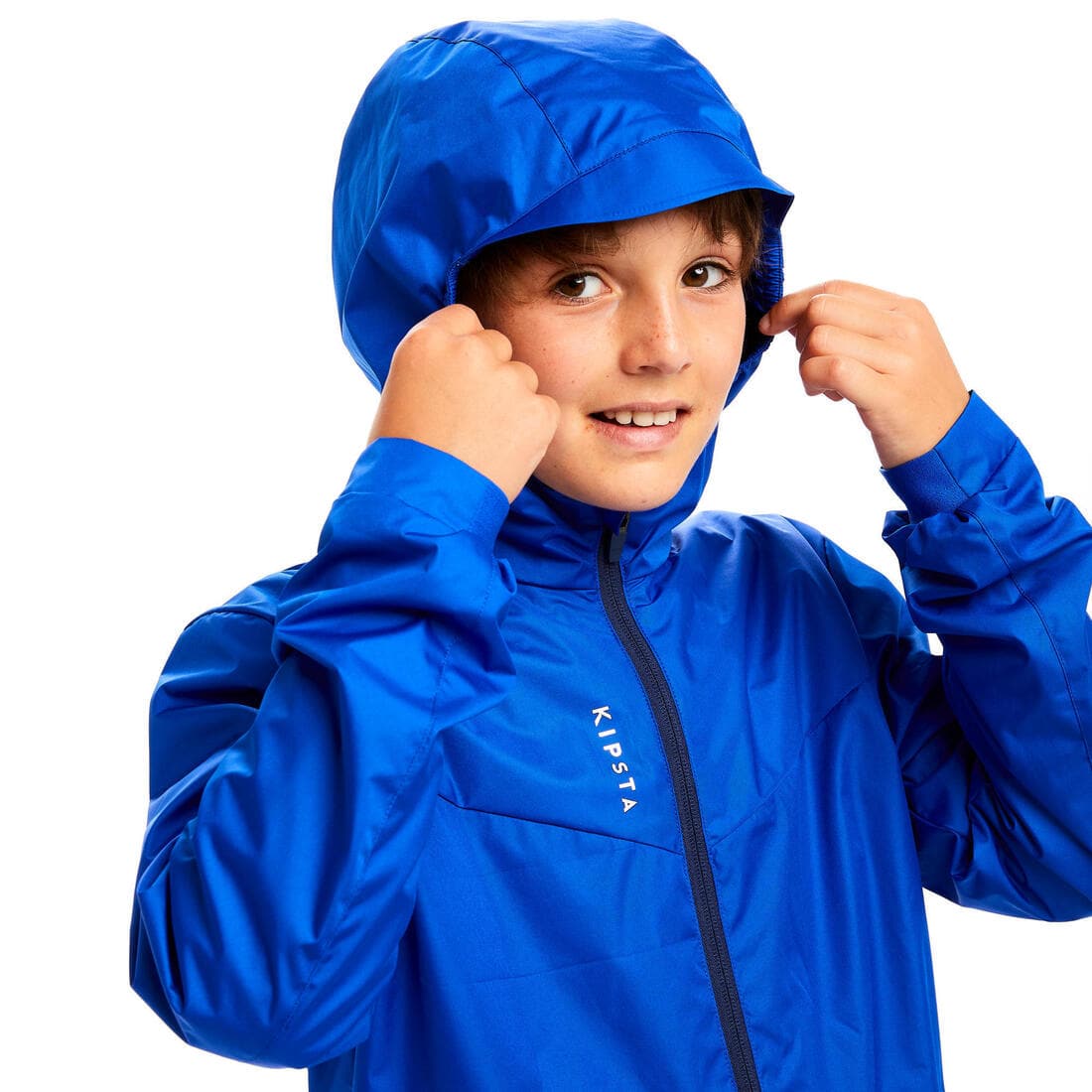 VESTE COUPE PLUIE DE FOOTBALL T500 ENFANT BLEUE