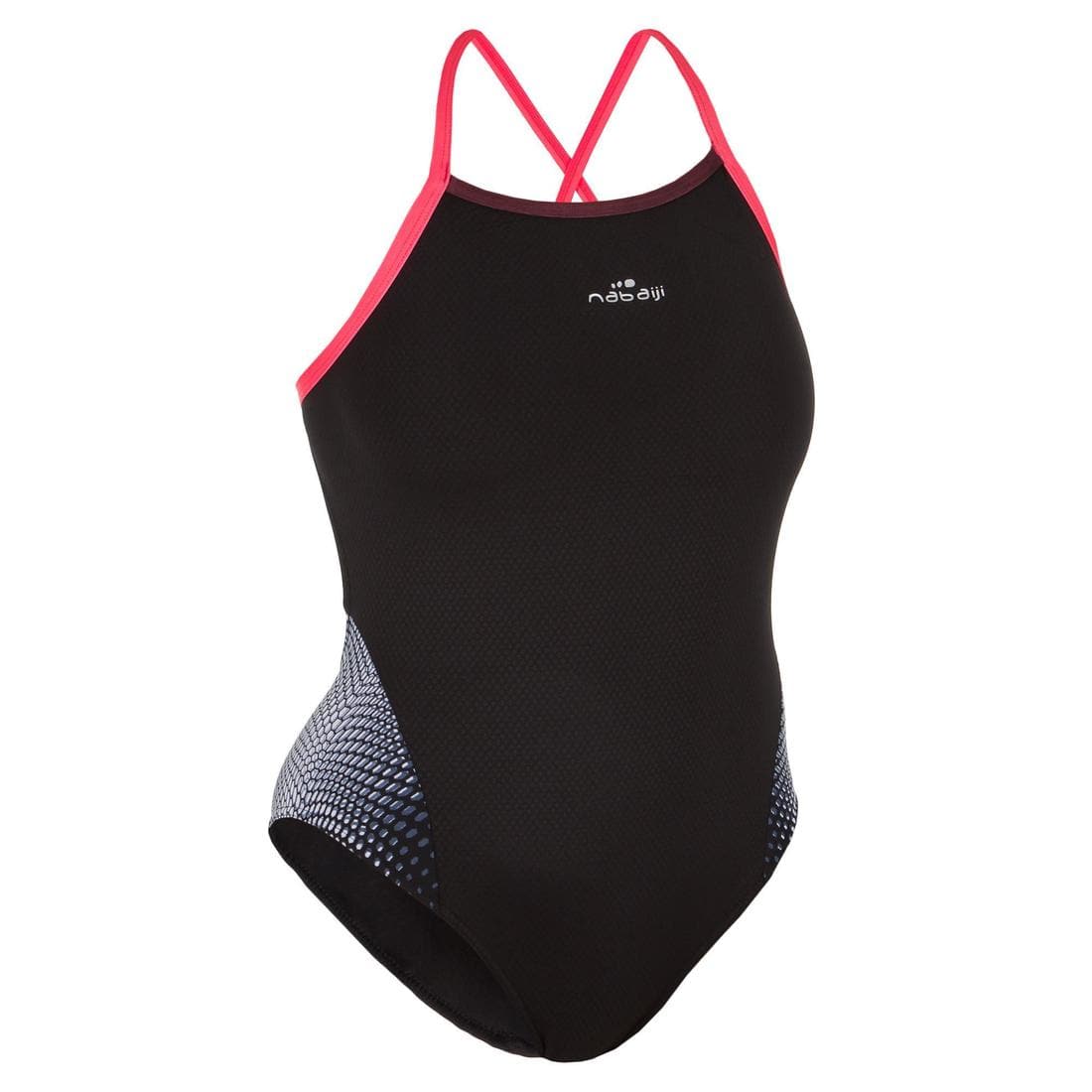 Maillot de bain de natation femme une pièce Kal rouge et noir