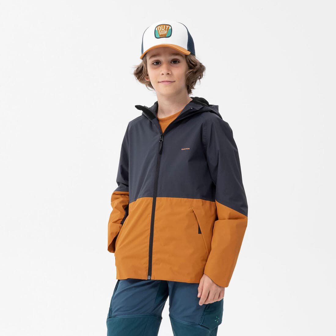 Veste imperméable de randonnée - MH500 grise et - enfant 7-15 ans