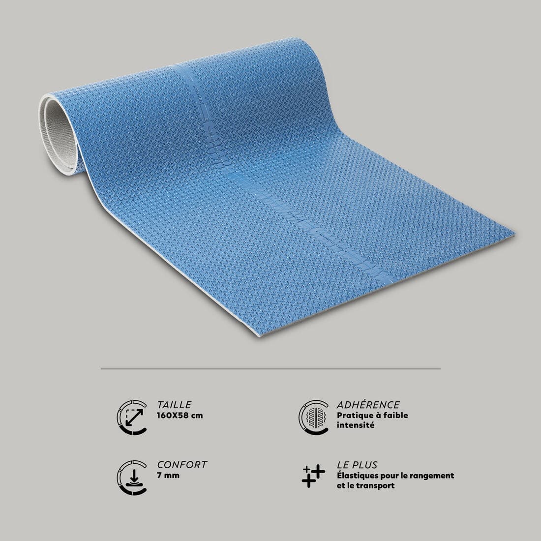 Tapis de sol fitness 7 mm - Tone mat Bleu