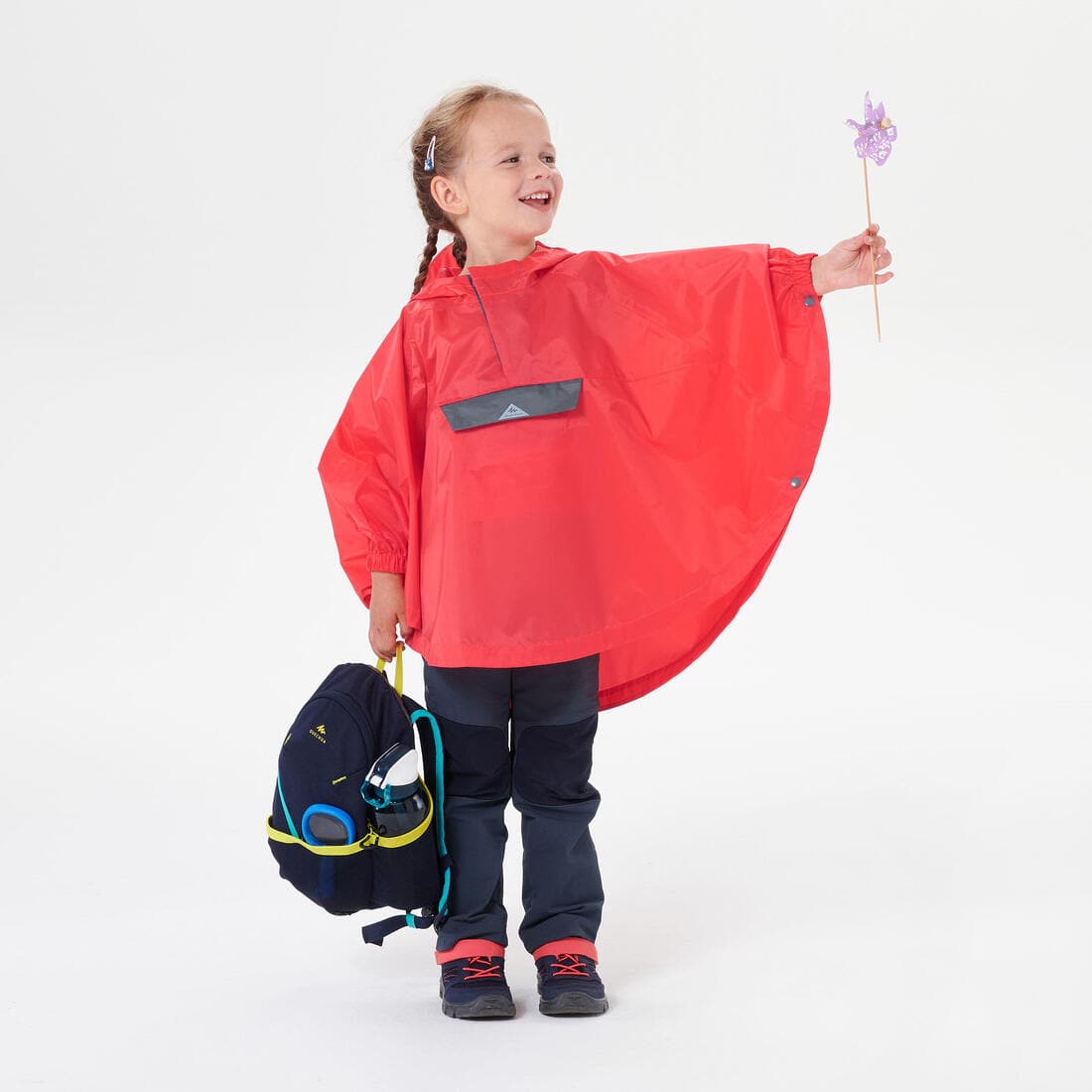 Poncho imperméable de randonnée - MH100 KID rose - enfant 2-6 ans