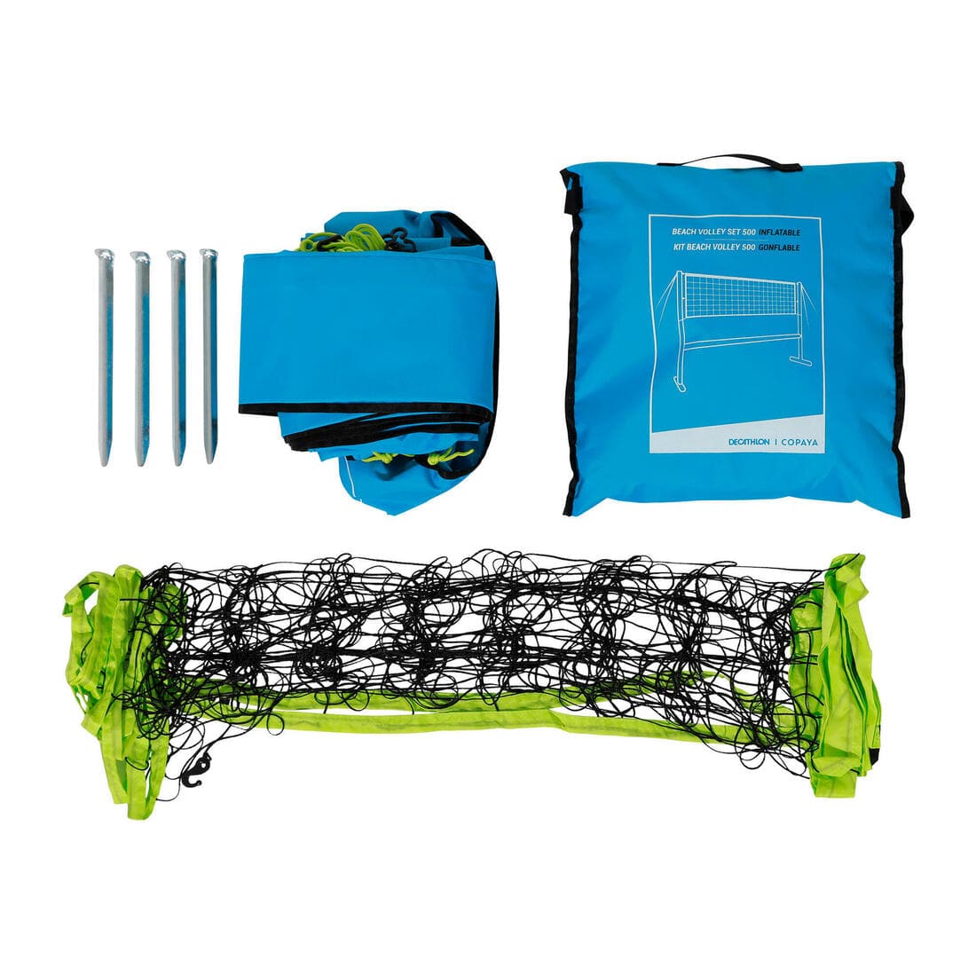 Set (Filet et structure) de Beach volley 500 gonflable bleu