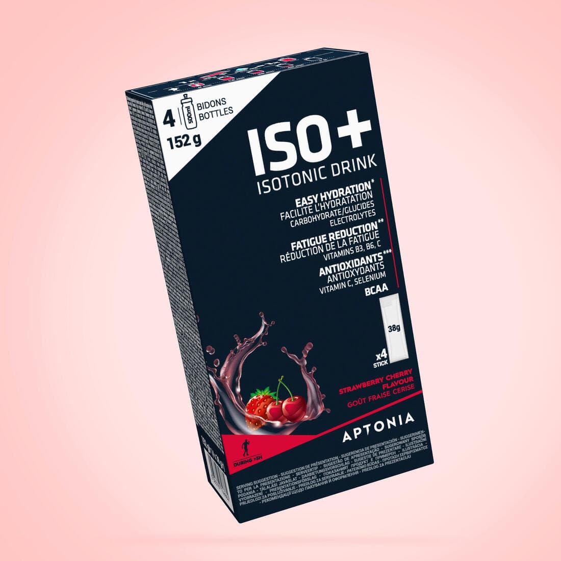 BOISSON ISOTONIQUE DOSETTE EN POUDRE ISO+ FRAISE-CERISE 4x38G