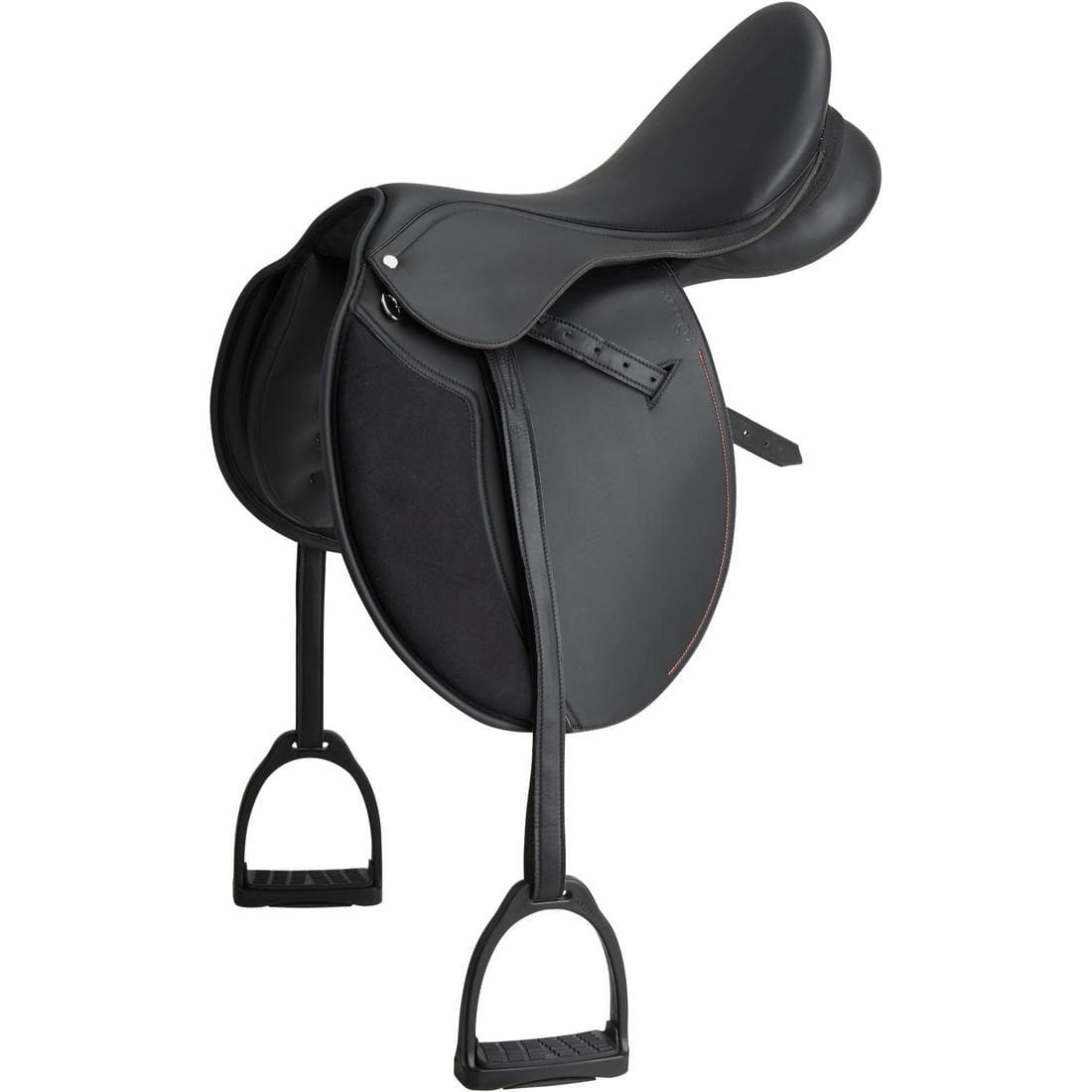 Selle polyvalente synthétique équipée équitation cheval SYNTHIA noir 17"5