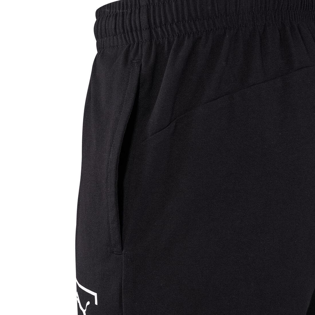 Short Fitness homme coton droit avec poche -  Noir