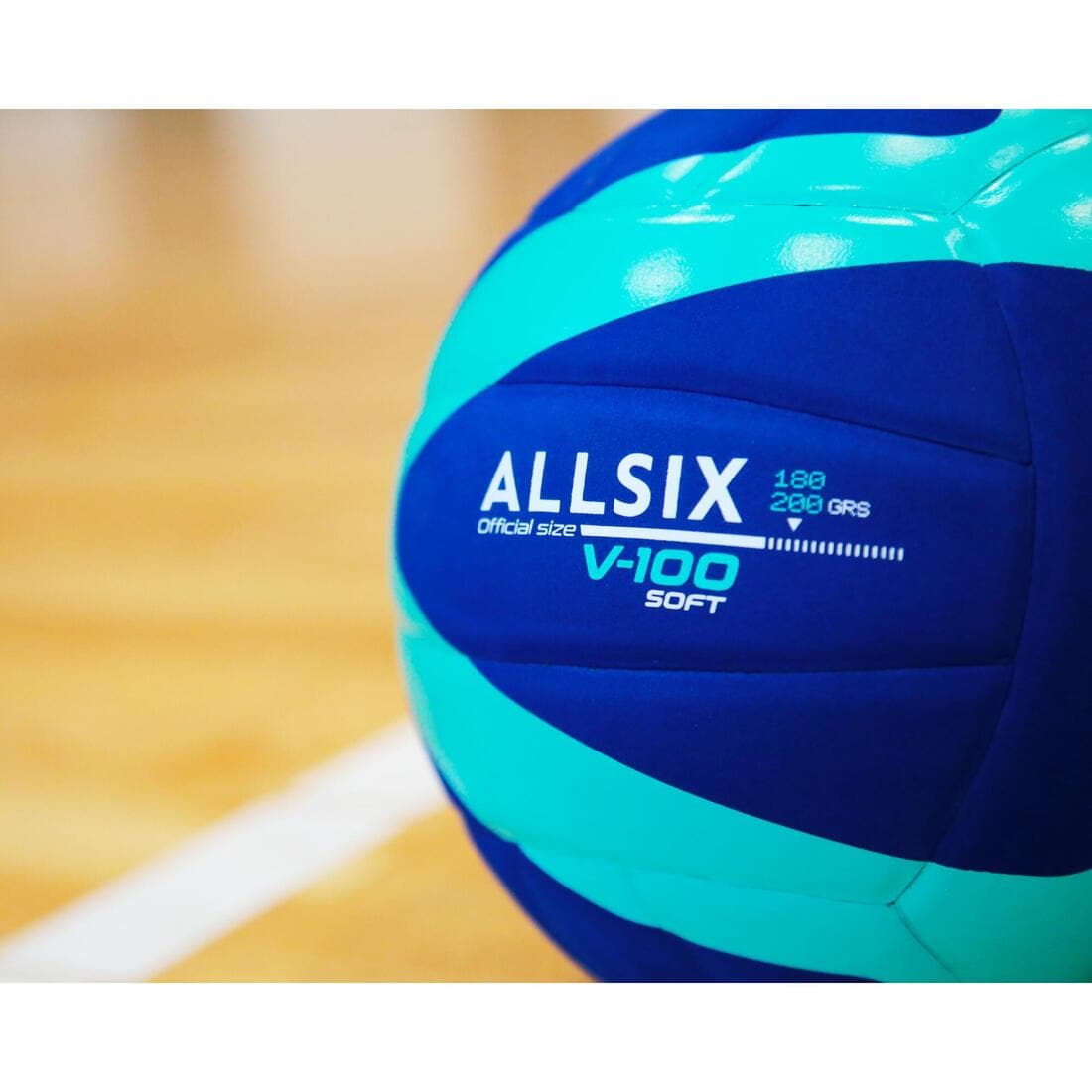 Ballon de Volleyball V100 Soft 180 - 200 g pour les 4 à 5 Ans - Bleu