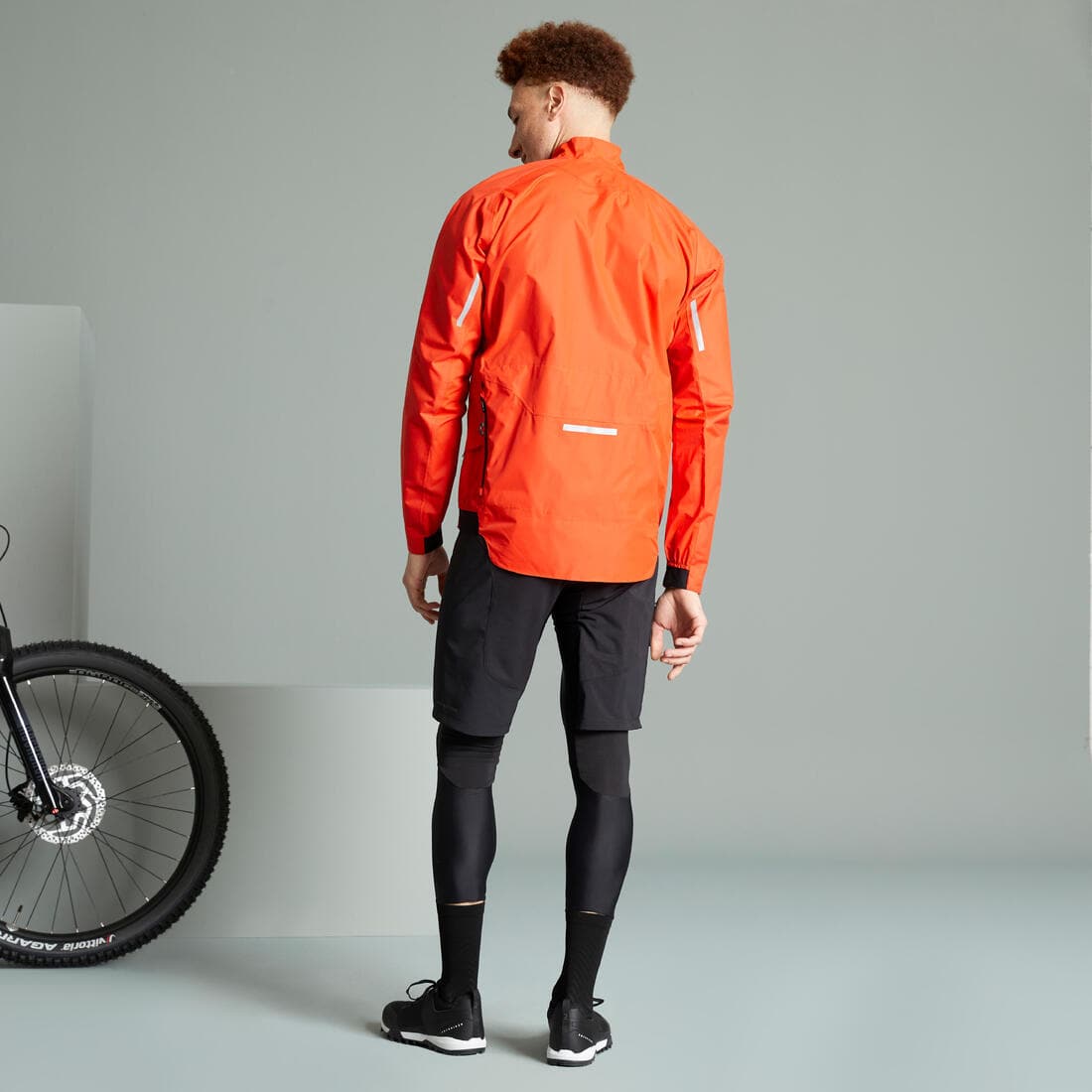 Veste coupe pluie velo vtt confort 500 rouge