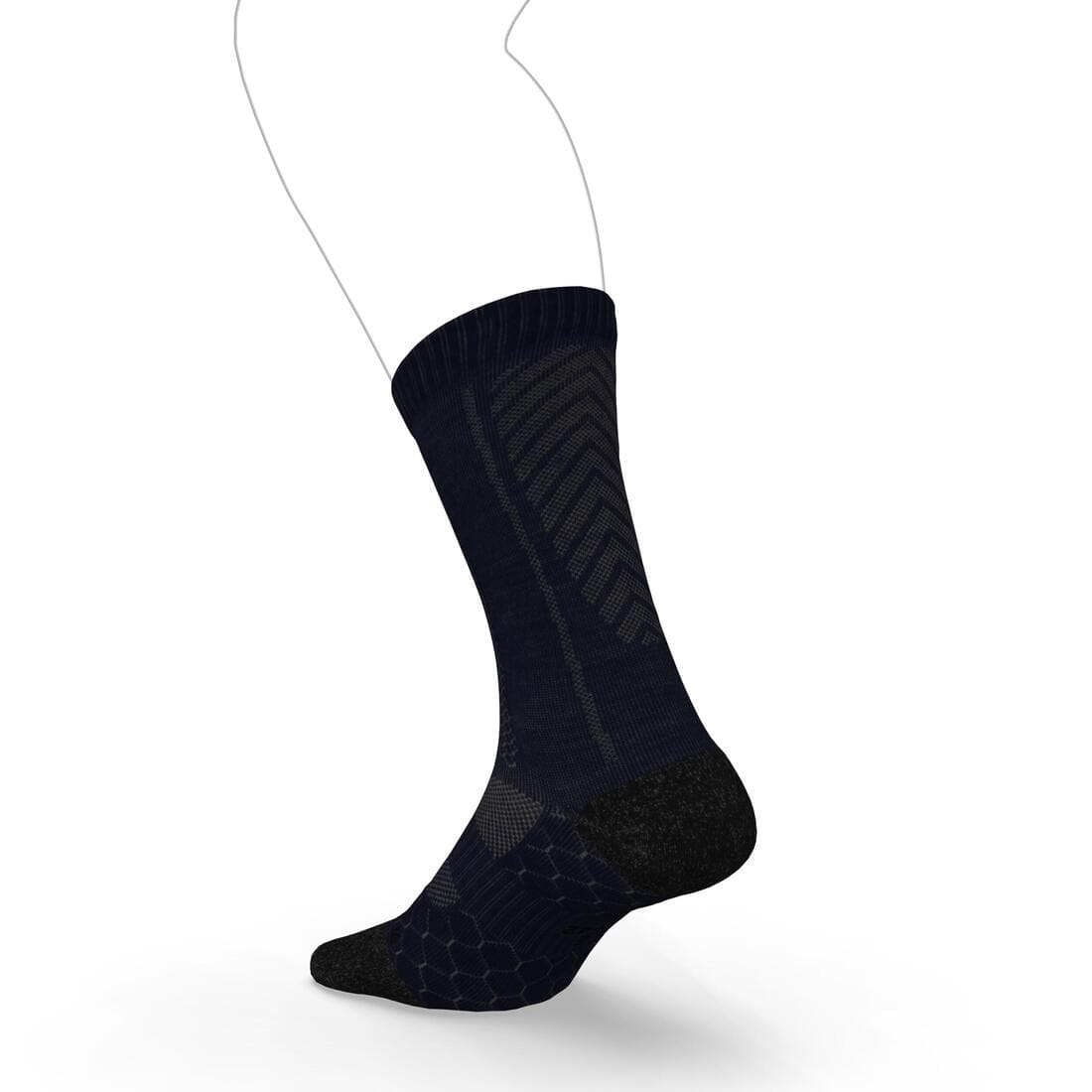 Chaussettes de running run900 mi-mollet laine merinos marine