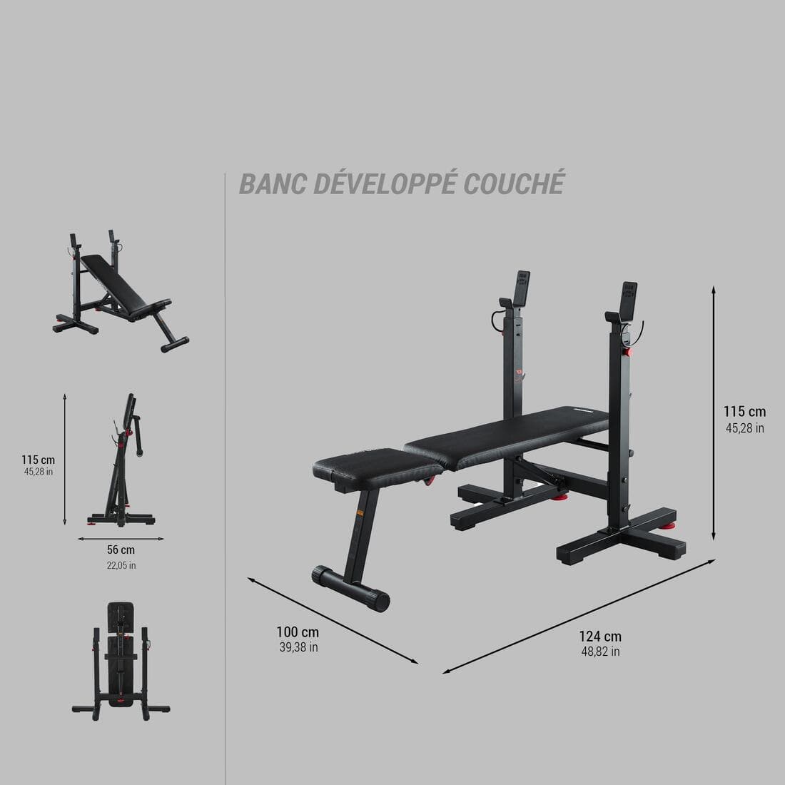 Banc de musculation avec chandelles pliables, inclinable - bench press fold