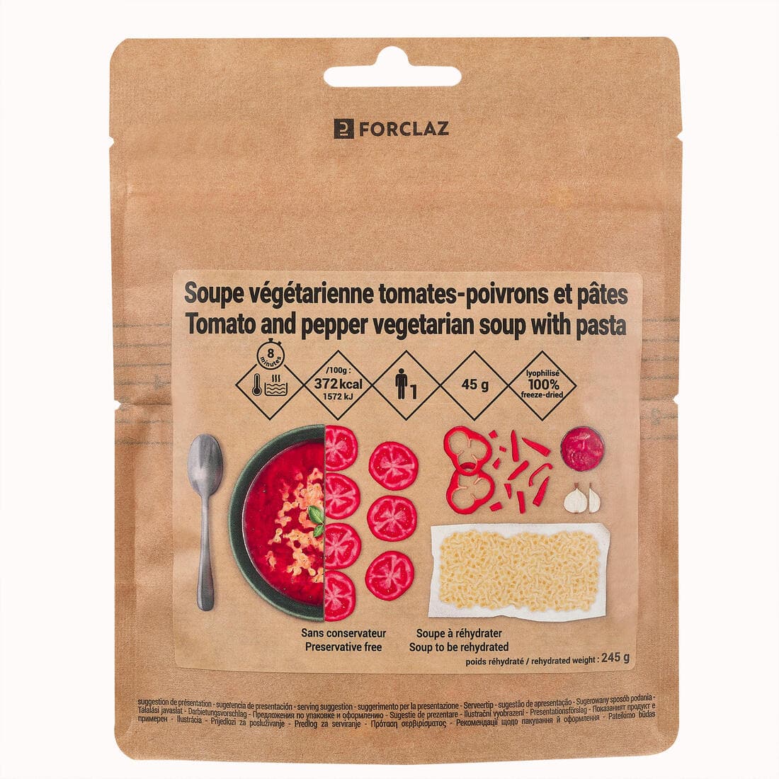 Soupe lyophilisée végétarienne - Tomates poivrons pâtes - 45 g