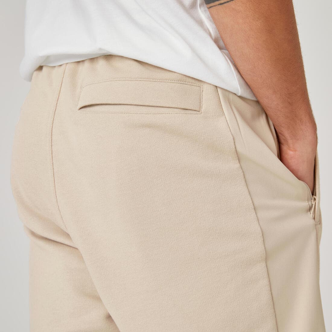 PANTALON JOGGING SLIM BANDES CÔTES BEIGE