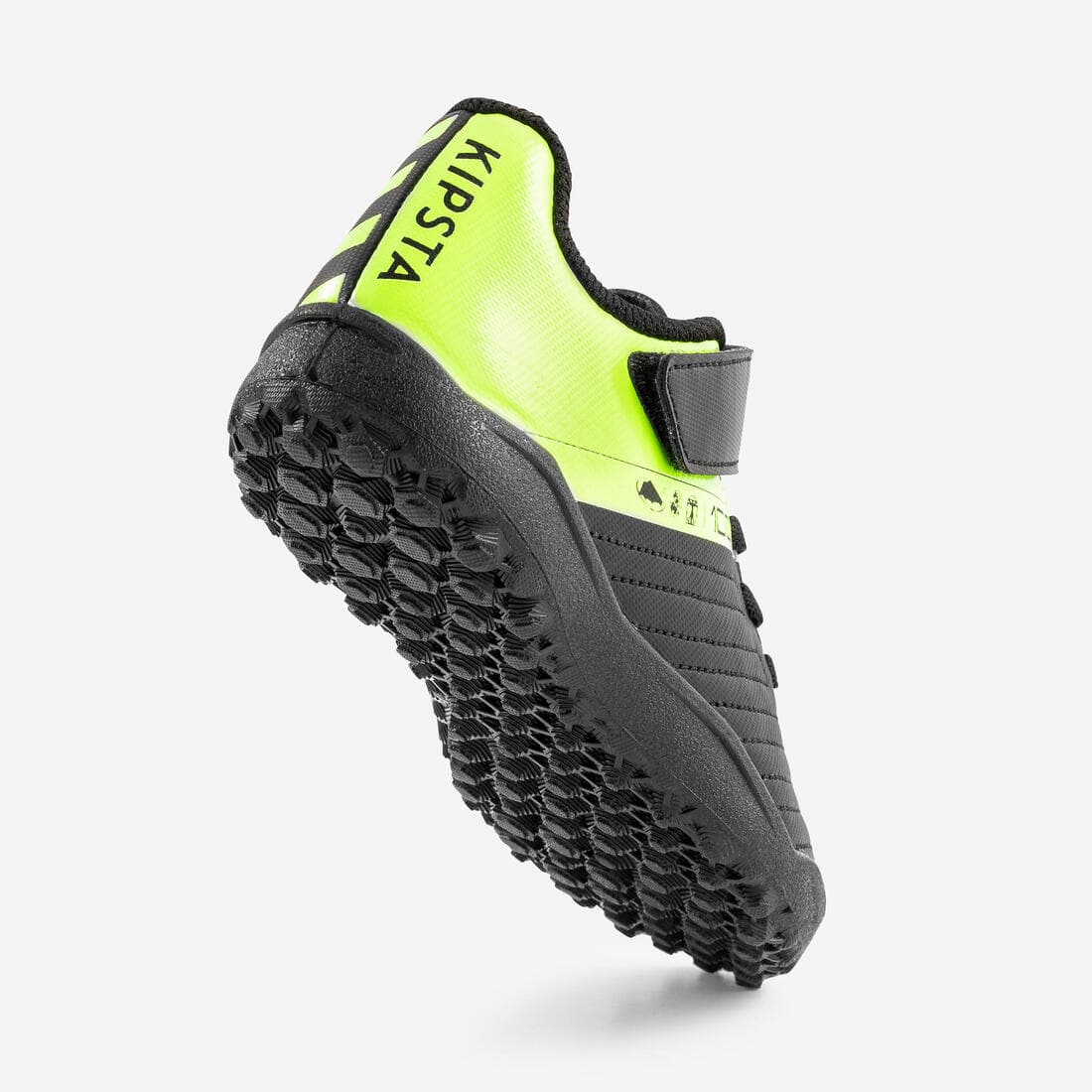 CHAUSSURES DE FOOTBALL ENFANT A SCRATCH 100 EASY TURF TF NOIR ET JAUNE