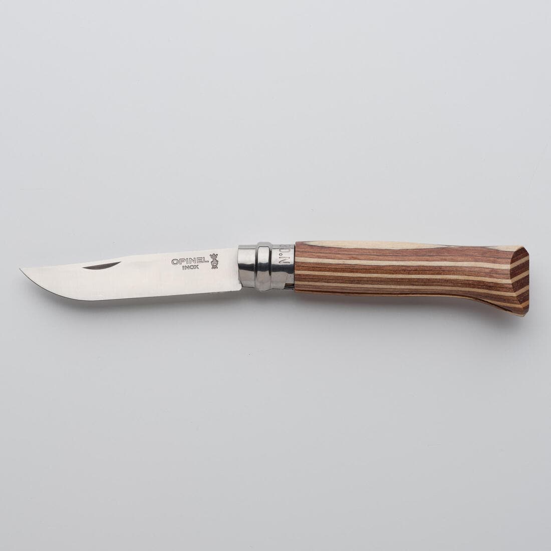 Couteau 8,5 cm Inox Opinel n°8 Bouleau Lamellé Brun