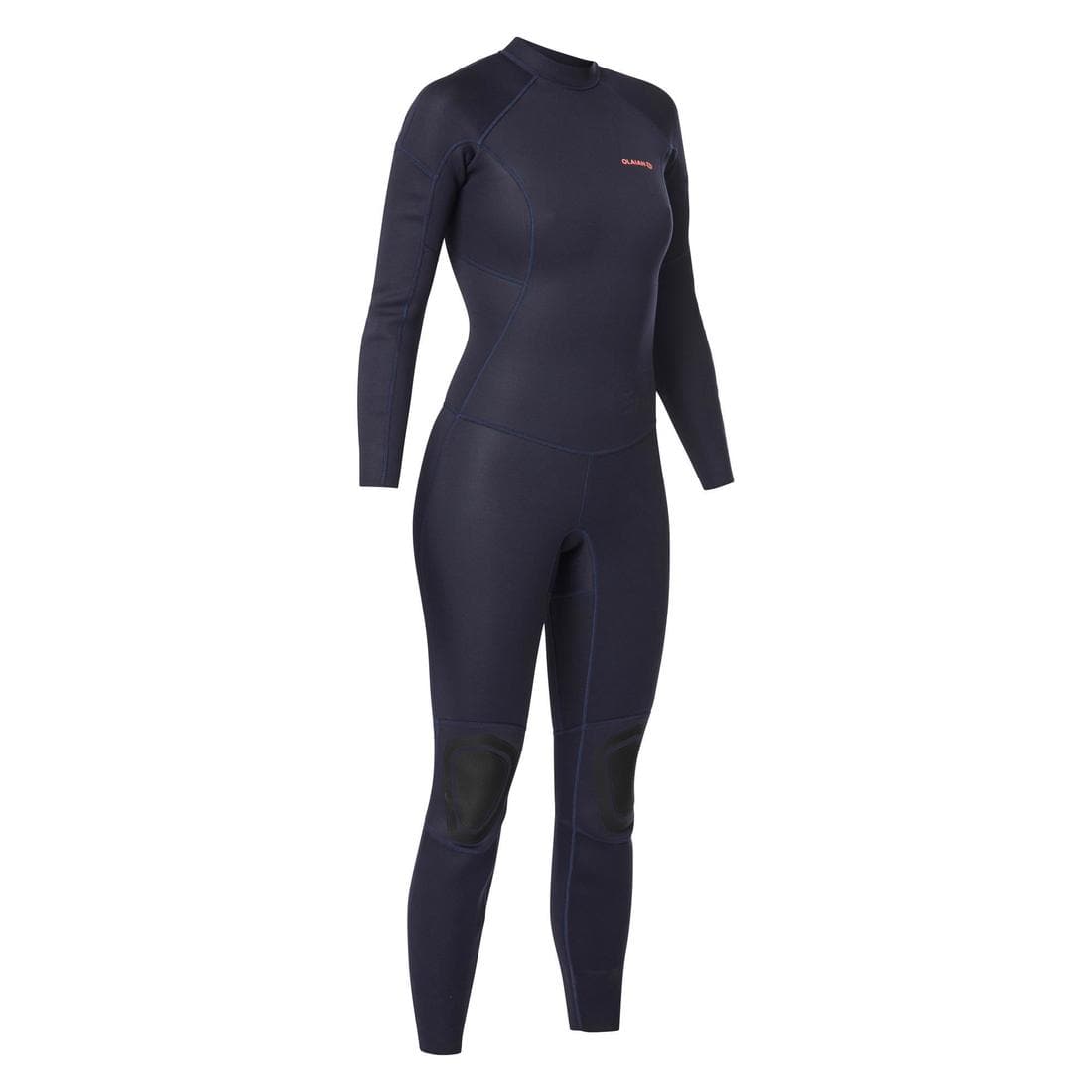 Combinaison surf 100 néoprène 2/2 mm femme bleu marine back zip