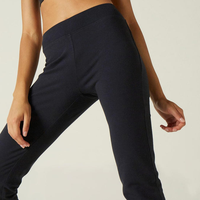 Pantalon jogging fitness femme coton coupe droite sans poche - 120