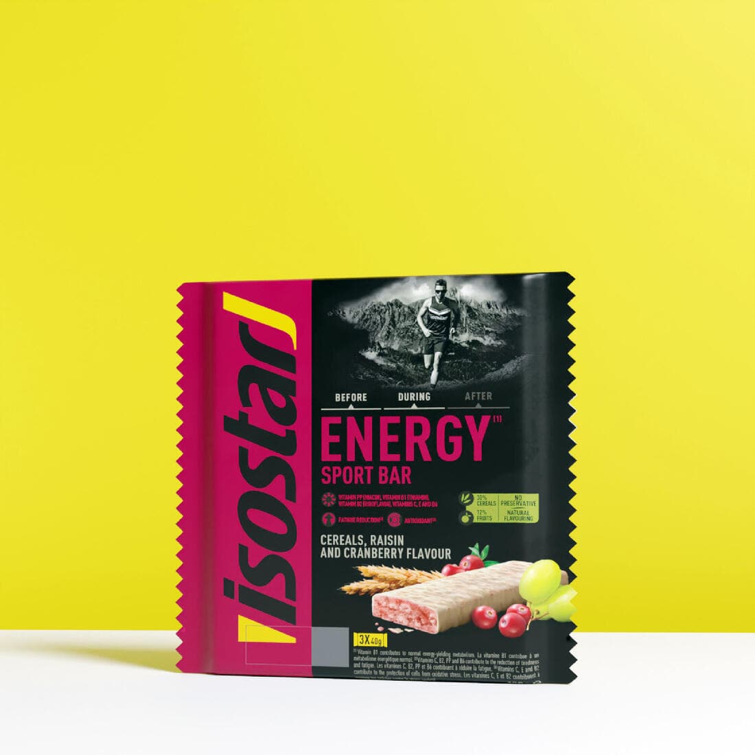 Barre énergétique energy sport bar raisin et cranberries 3x40g