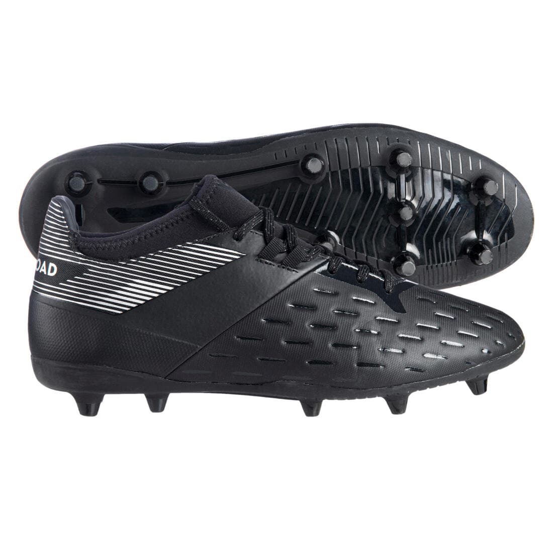 Chaussures de rugby moulées terrain sec Homme - RUGBY ADVANCE 500 FG noir gris