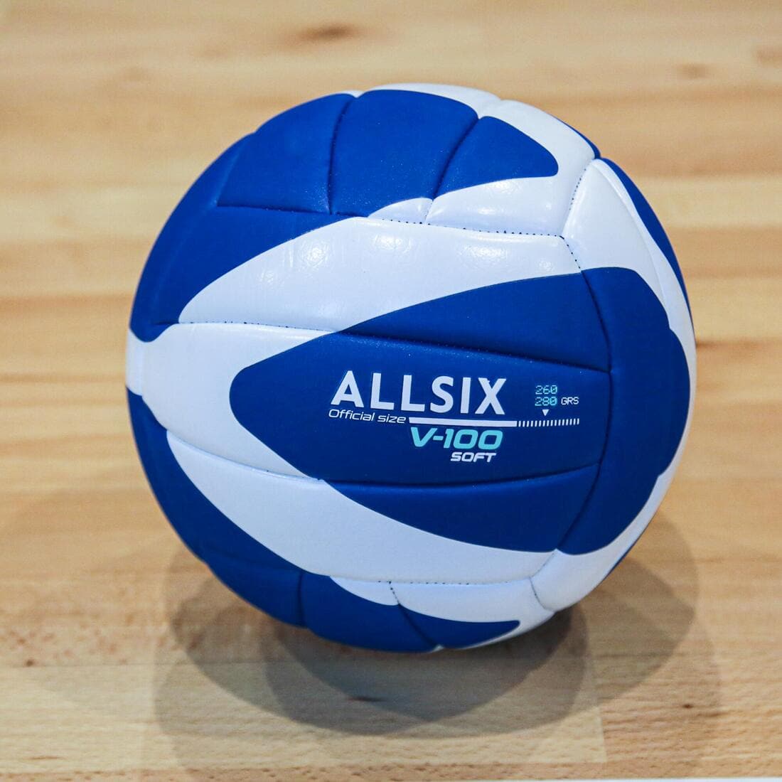 Ballon de volley-ball V100 SOFT 230-250g orange bleu pour les 10-14 ans