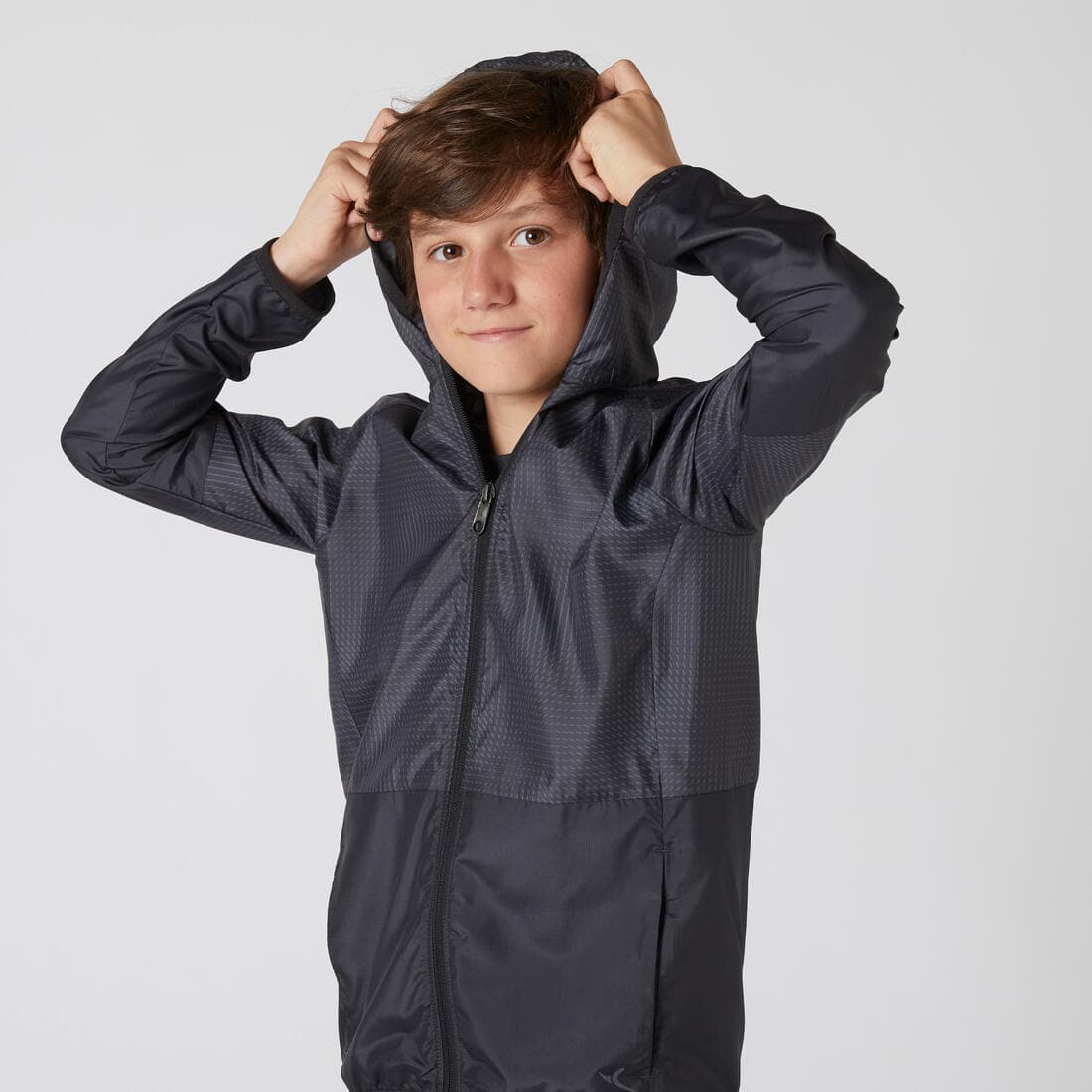 Veste ultra light compacte respirante noire imprimée ENFANT