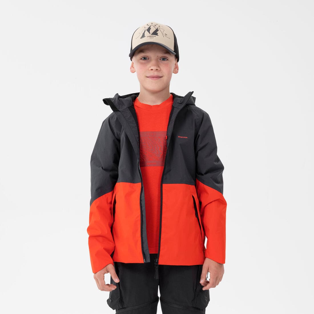 Veste imperméable de randonnée - MH500 grise et - enfant 7-15 ans